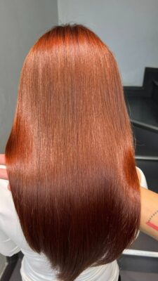 Màu tóc nâu cam sáng da theo phong cách Triệu Lộ Tư tại Kim Loan Hair Salon